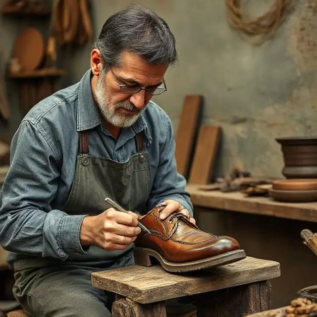 Artisan crafting a shoe